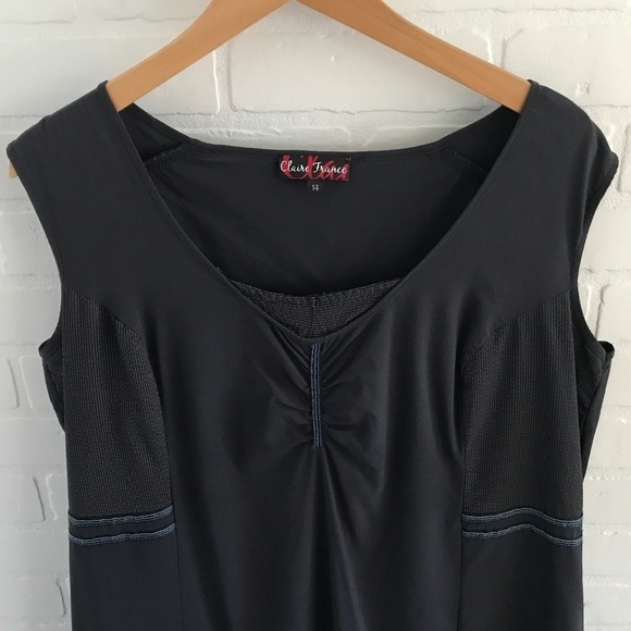 Claire France Y2K Mini dress Navy Striped Sleeveless Artsy Art wear Sz 14 - Picture 2 of 9